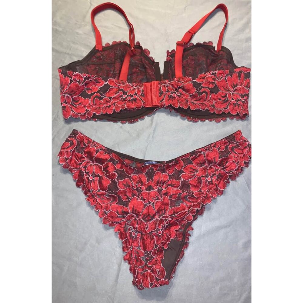 2 pc-NEW! Savage X Fenty Lace Lingerie Sets - Blue and Red (38DDD) - Picture 8 of 10